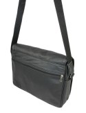 Skórzana Torba Na Ramię Pozioma GRETOS (PL) Listonoszka Z Klapką CZARNA 37 x 30 x 9 [cm]