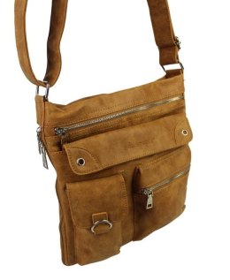 Torebka Skórzana Bag Street Listonoszka Skóra Włoska 3427-2 Poszerzana KONIAKOWY