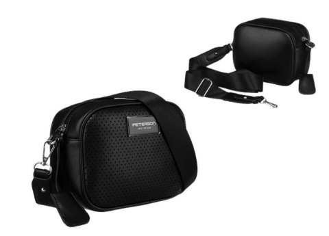 Torebka Z Ekologicznej Skóry Włoskiej Peterson PTN-TOR-ALE-6-9785 CZARNA 20 x 15 x 8 [cm]