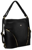 Torebka Z Funkcją Plecaka 2w1 Ze Skóry Włoskiej Ekologicznej Rovicky (PL) R-KP-18-A19 CZARNA 38 x 32 x 14 [cm]