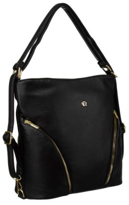 Torebka Z Funkcją Plecaka 2w1 Ze Skóry Włoskiej Ekologicznej Rovicky (PL) R-KP-18-A19 CZARNA 38 x 32 x 14 [cm]