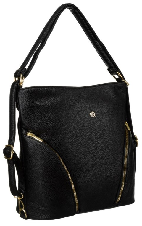 Torebka Z Funkcją Plecaka 2w1 Ze Skóry Włoskiej Ekologicznej Rovicky (PL) R-KP-18-A19 CZARNA 38 x 32 x 14 [cm]
