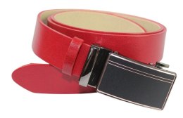 Wizytowy Pasek Skórzany 35 mm PAS-MAX (PL) Pełna Klamra AUTOMAT/SAMOZACISK Garnitur CZERWONY K62 ASZ35/KASZ31