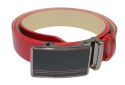 Wizytowy Pasek Skórzany 35 mm PAS-MAX (PL) Pełna Klamra AUTOMAT/SAMOZACISK Garnitur CZERWONY K62 ASZ35/KASZ31
