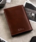 Elegancki I Stylowy Męski Zestaw Upominkowy Peterson Portfel + Etui + Breloczek SET3-N4-VT/5341 RFID BRĄZOWY
