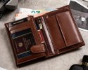 Elegancki I Stylowy Męski Zestaw Upominkowy Peterson Portfel + Etui + Breloczek SET3-N4-VT/5341 RFID BRĄZOWY