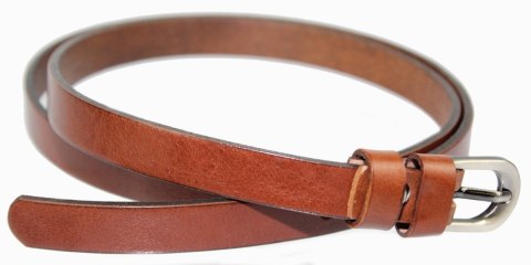 Pasek Damski Skórzany PAS-MAX 15 mm BRĄZOWY k40 Skóra Licowa Wąski Pasek Damski Skórzany PAS-MAX 15 mm BRĄZOWY k40 Skóra Licowa Wąski