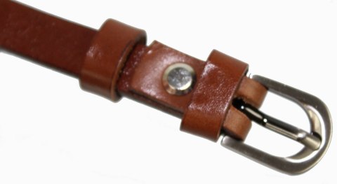 Pasek Damski Skórzany PAS-MAX 15 mm BRĄZOWY k40 Skóra Licowa Wąski Pasek Damski Skórzany PAS-MAX 15 mm BRĄZOWY k40 Skóra Licowa Wąski