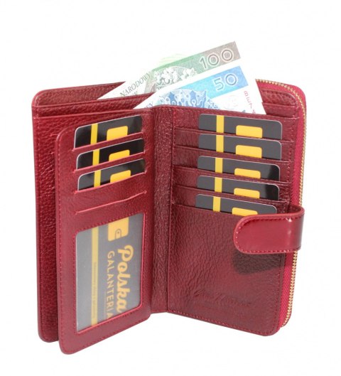 Portfel Damski Skóra Licowa Lakierowana PETERSON Duży Z Suwakiem Piórnik Z Zapięciem BC 603 RFID 16,5 x 10,5 x 3 [cm]