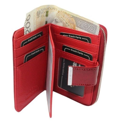 Portfel Damski Skóra Naturalna JENNIFER JONES Średni Z Suwakiem Piórnik Lakierowany JJ5198-12 12,5 x 8,5 x 3 [cm]