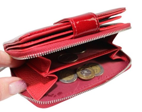 Portfel Damski Skóra Naturalna JENNIFER JONES Średni Z Suwakiem Piórnik Lakierowany JJ5198-12 12,5 x 8,5 x 3 [cm]