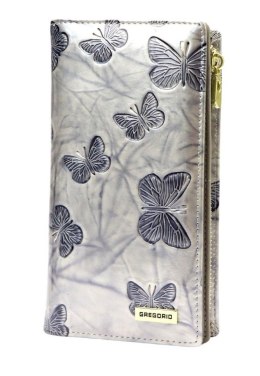 Portfel Damski Skórzany GREGORIO Lakierowany Długi Z Suwakiem Na Zewnątrz BTS-124 KREMOWY 19,5 x 10 x 3,5 [cm]