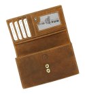 Portfel Damski Skórzany GREGORIO Skóra Licowa Duży Z Suwakiem GM-196 BRĄZOWY 17 x 10 x 3,5 [cm]