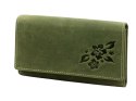 Portfel Damski Skórzany GREGORIO Skóra Licowa Duży Z Suwakiem GM-196 ZIELONY 17 x 10 x 3,5 [cm]