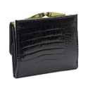 Portfel Damski Skórzany GREGORIO Skóra Licowa Lakierowany Mały Z Klamrą RFID GF-126 CZARNY 9.5 x 8 x 2.5 [cm]