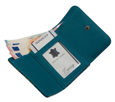 Portfel Damski Skórzany LORENTI Skóra Licowa Lakierowany Mały Z Klamrą RFID 55287-HYM ZIELONY 9,5 x 7,5 x 3 [cm]