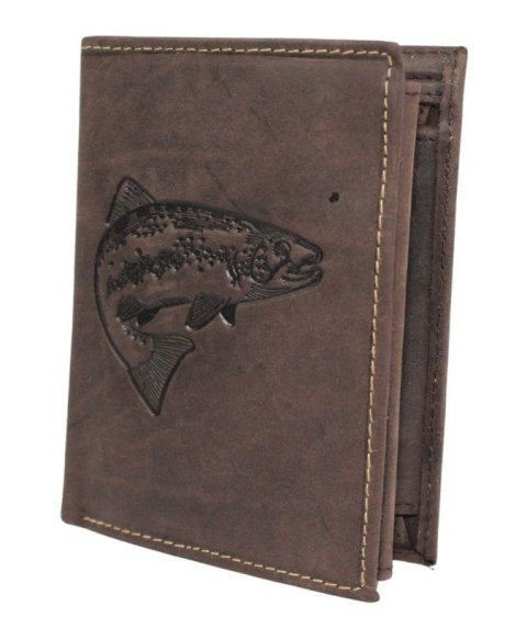 Portfel Męski Polska Galanteria (PL) Skóra Licowa Pionowy Bez Zapięcia Dwa Skrzydełka N4-CHM RFID ,,RYBA,, 13 x 10 x 2 [cm]