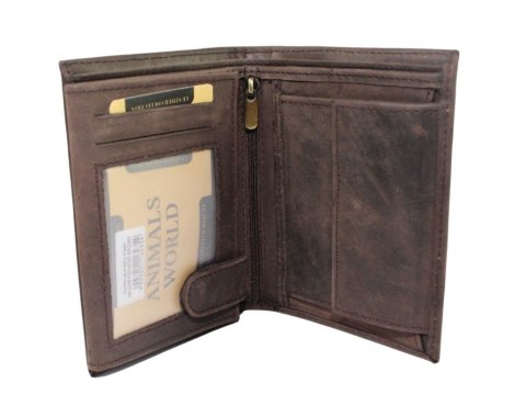 Portfel Męski Polska Galanteria (PL) Skóra Licowa Pionowy Bez Zapięcia Dwa Skrzydełka N4-CHM RFID ,,RYBA,, 13 x 10 x 2 [cm]