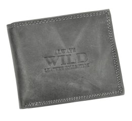 Portfel Męski Skórzany ALWAYS WILD Skóra Licowa Mały Poziomy  RFID N0035-CHM/8694 CZARNY 10 x 9 x 2 [cm]