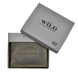 Portfel Męski Skórzany ALWAYS WILD Skóra Licowa Mały Poziomy  RFID N0035-CHM/8700 BRĄZOWY 10 x 9 x 2 [cm]