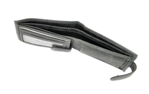 Portfel Męski Skórzany ALWAYS WILD Skóra Licowa Mały Poziomy Z Zapięciem RFID N0035L-CHM/8724 CZARNY 10,5 x 9 x 2 [cm]