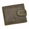 Portfel Męski Skórzany ALWAYS WILD Skóra Licowa Mały Poziomy Z Zapięciem RFID N0035L-CHM/8731 BRĄZOWY 10,5 x 9 x 2 [cm]