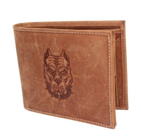 Portfel Męski Skórzany Peterson Skóra Naturalna Duży Poziomy Bez Zapięcia Dwa Skrzydełka N992 BRĄZOWY "AMSTAFF" 13 x 10 x 2 [cm]