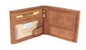 Portfel Męski Skórzany Peterson Skóra Naturalna Duży Poziomy Bez Zapięcia Dwa Skrzydełka N992 BRĄZOWY "CZASZKA" 13 x 10 x 2 [cm]