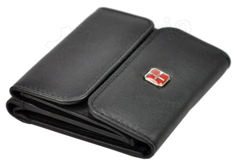 Portfel Skórzany ALBATROSS(PL) Skóra Licowa Mały Kostka Bez Zapięcia 3765 CZARNY RFID 8,5 x 7,5 x 2 [cm]