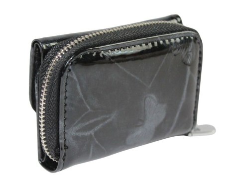 Portfel Skórzany Jennifer Jones Bułeczka Skóra Naturalna Lakierowana Z Suwakiem 5263-14 CZARNY 9,5 x 7 x 3 [cm]