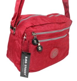 Stylowa Lekka Materiałowa Torba Pozioma Średnia Na Ramię Bag Street NR 2245 CZERWONY 28 x 19 x 12 [cm]