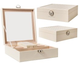 Elegancka i Stylowa Szkatułka Na Biżuterię PETERSON Pojemny Organizer PTN SZK-03 BIAŁY 25,5 x 25 x 8 [CM]