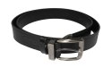 Pasek Męski Skórzany CEZ-MAR (PL) CZARNY BIG S "IMITACJA SZYCIA CIENKĄ NITKĄ" Metalowa Końcówka Skóra Licowa EXTRA 40 mm