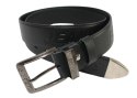 Pasek Skórzany COMPLEX (PL) Tłoczony Napis "JEANS" Skóra Licowa EXTRA 40 mm Czarny Z Metalową Końcówką