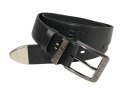 Pasek Skórzany COMPLEX (PL) Tłoczony Napis "JEANS" Skóra Licowa EXTRA 40 mm Czarny Z Metalową Końcówką