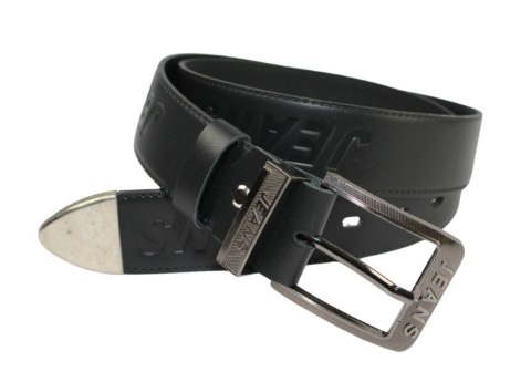 Pasek Skórzany COMPLEX (PL) Tłoczony Napis "JEANS" Skóra Licowa EXTRA 40 mm Czarny Z Metalową Końcówką Pasek Skórzany COMPLEX (PL) Tłoczony Napis "JEANS" Skóra Licowa EXTRA 40 mm Czarny Z Metalową Końcówką