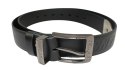 Pasek Skórzany COMPLEX (PL) Tłoczony Napis "JEANS" Skóra Licowa EXTRA 40 mm Czarny Z Metalową Końcówką