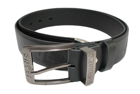 Pasek Skórzany COMPLEX (PL) Tłoczony Napis "JEANS" Skóra Licowa EXTRA 40 mm Czarny Z Metalową Końcówką Pasek Skórzany COMPLEX (PL) Tłoczony Napis "JEANS" Skóra Licowa EXTRA 40 mm Czarny Z Metalową Końcówką