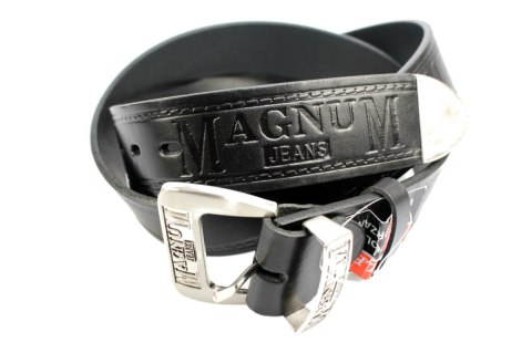 Pasek Skórzany COMPLEX (PL) Tłoczony Napis "MAGNUM" Z METALOWĄ KOŃCÓWKĄ Skóra Licowa EXTRA 40 mm CZARNY Pasek Skórzany COMPLEX (PL) Tłoczony Napis "MAGNUM" Z METALOWĄ KOŃCÓWKĄ Skóra Licowa EXTRA 40 mm CZARNY