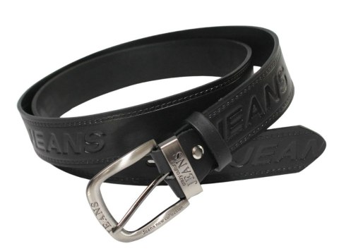 Pasek Skórzany CezMar (PL) Tłoczony Napis "JEANS" Skóra Licowa EXTRA 40 mm Czarny Pasek Skórzany CezMar (PL) Tłoczony Napis "JEANS" Skóra Licowa EXTRA 40 mm Czarny