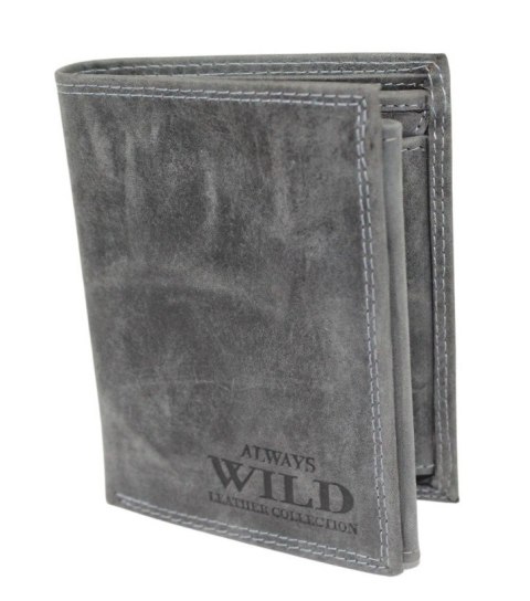 Portfel Męski Skórzany ALWAYS WILD Skóra Licowa Duży Pionowy Dwa Skrzydełka RFID N4-P-CHM 0983 CZARNY 13 x 10 x 2 [cm]