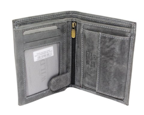 Portfel Męski Skórzany ALWAYS WILD Skóra Licowa Duży Pionowy Dwa Skrzydełka RFID N4-P-CHM 0983 CZARNY 13 x 10 x 2 [cm]