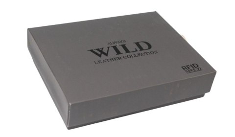 Portfel Męski Skórzany ALWAYS WILD Skóra Licowa Duży Pionowy Dwa Skrzydełka RFID N4-P-CHM 0983 CZARNY 13 x 10 x 2 [cm]