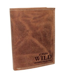 Portfel Męski Skórzany ALWAYS WILD Skóra Licowa Duży Pionowy Dwa Skrzydełka RFID N4-P-CHM 0990 JASNY BRĄZOWY 13 x 10 x 2 [cm]