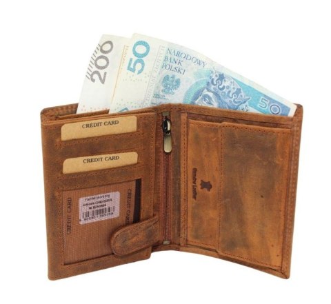 Portfel Męski Skórzany ALWAYS WILD Skóra Licowa Duży Pionowy   RFID AW-N4-GHD/5398 BRĄZOWY 13 x 10 x 2 [cm]