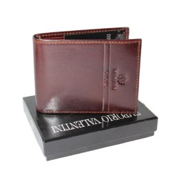 Portfel Męski Skórzany EMPORIO VALENTINI Duży Skóra Bydlęca Poziomy Jedno Skrzydełko 563-292E BRĄZOWY 12,5 x 10 x 2,5 [cm]