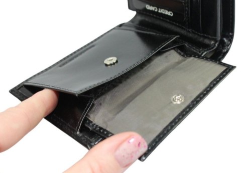 Portfel Męski Skórzany EMPORIO VALENTINI Duży Skóra Bydlęca Poziomy Jedno Skrzydełko 563-292E CZARNY 12,5 x 10 x 2,5 [cm]