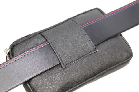 Skórzane Etui Na Telefon MAGRE (PL) Płaska Saszetka JÓZEK Na Pasek Z Suwakiem Na Smartfona CZARNY 18,5 x 11 x 2 [cm]