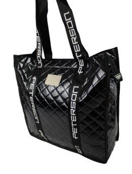 Torebka Damska Materiałowa Peterson PTN RSPV 003 CZARNA Na Suwak 40 x 41 x 15 [cm]