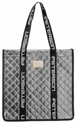 Torebka Damska Materiałowa Peterson PTN RSPV 003 SREBRNA Na Suwak 40 x 41 x 15 [cm]